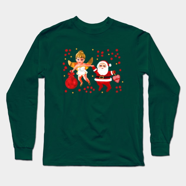 Cute angel and Santa Claus Together Long Sleeve T-Shirt by Mimie20